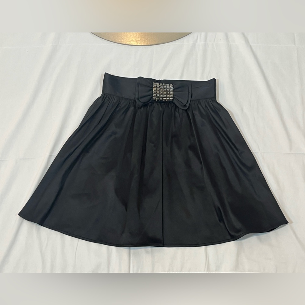 Fiorucci Black Satin Skirt With Studded Bow